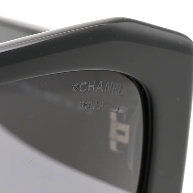 Chanel Acetate Rectangle Sunglasses 5554-A Black in Black from FASHIONPHILE, photo 7 of 8