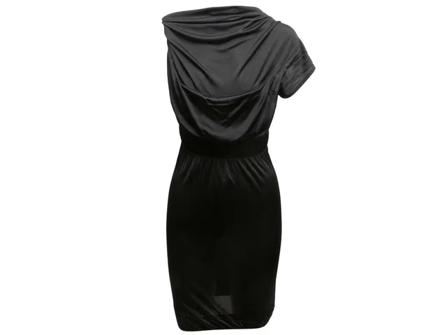 Black Vivienne Westwood Anglomania Asymmetrical Draped Dress Size US XS in Black from Designer Revival
