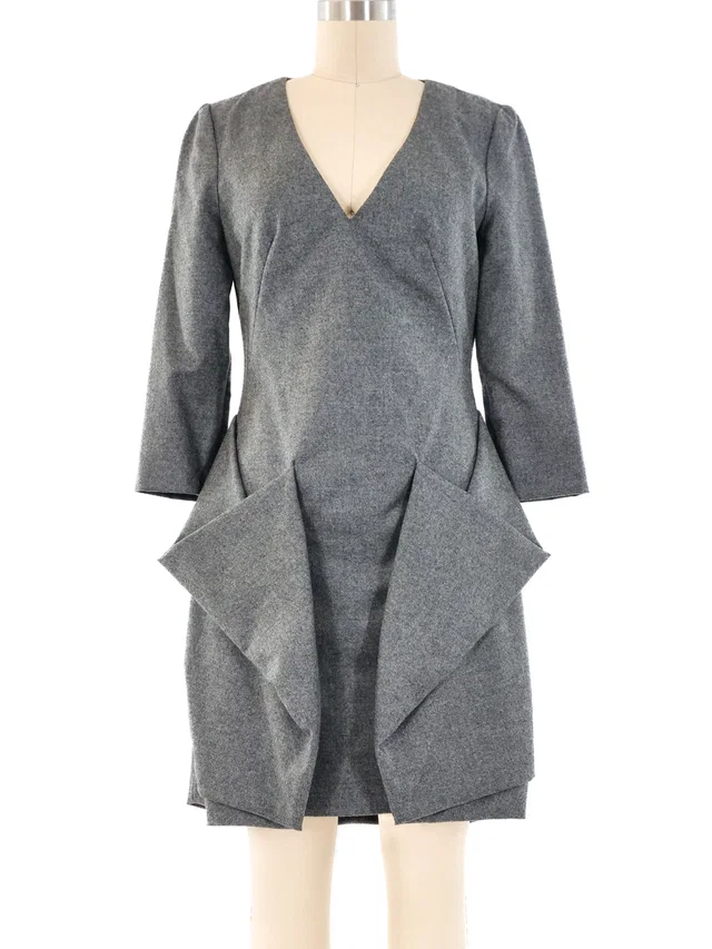 2010 Alexander McQueen Architectural Wool Dress in Wool from Arcade Vintage