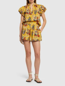 Ulla Johnson High-Waisted Shorts with Front Pleats in 100% Cotton, photo 2 of 5 from LUISAVIAROMA