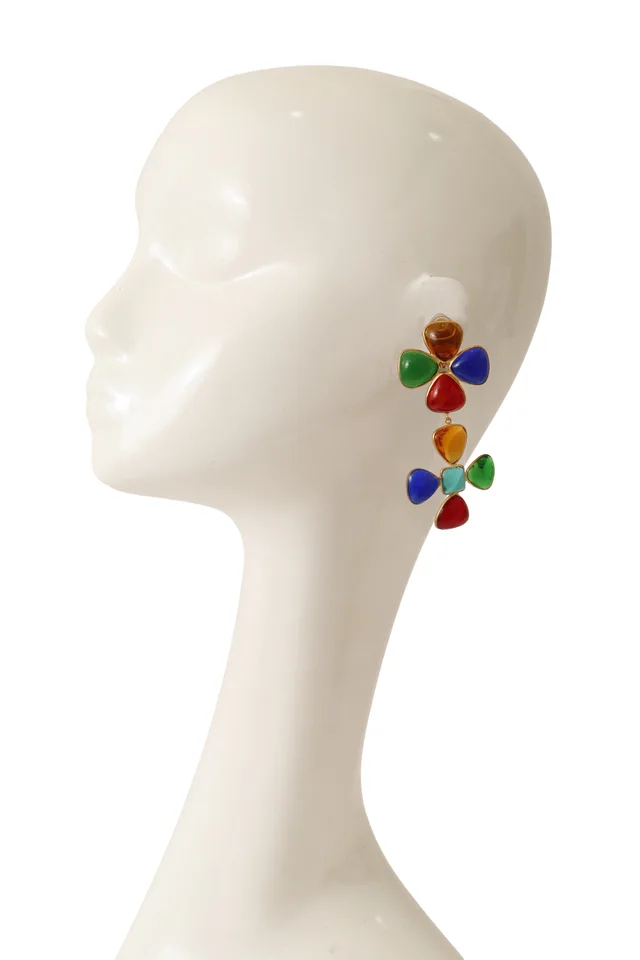 Chanel Gripoix Clover Cross Earrings from Recess LA, photo 2 of 2