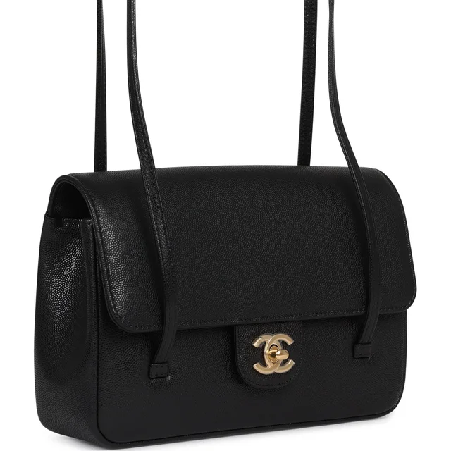 Chanel Small Preppy Coco Flap Bag Black Shiny Caviar Brushed Gold Hardware in Black Caviar leather from Madison Avenue Couture, photo 2 of 3