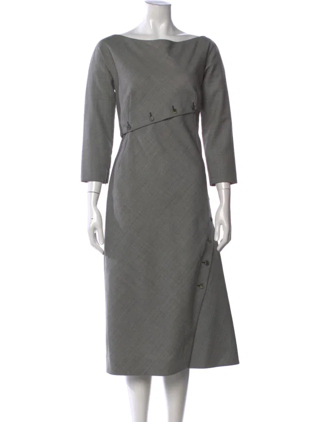 Alexander McQueen Vintage Midi Length Dress in gray Tweed from The RealReal