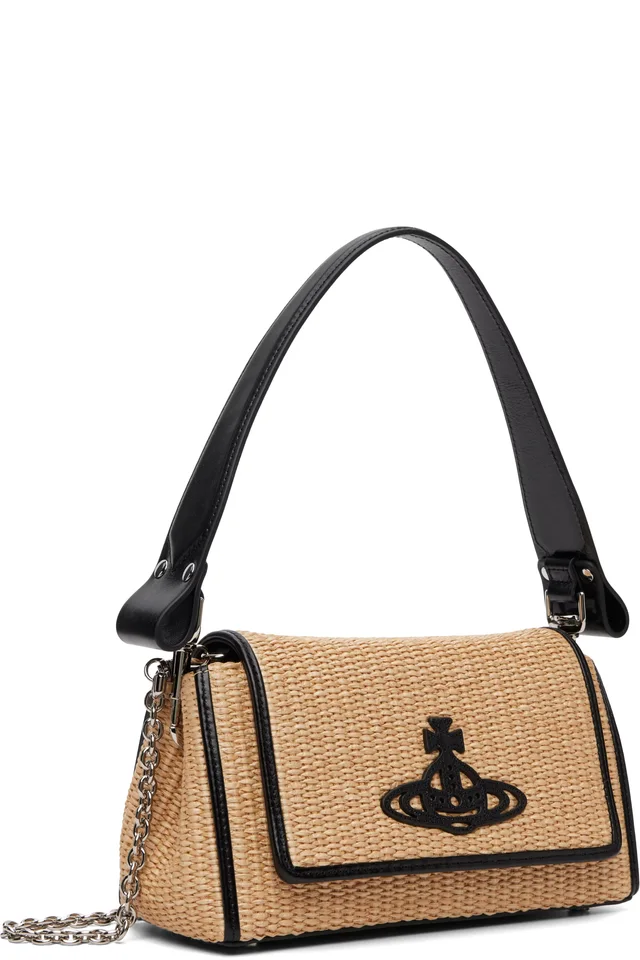 Vivienne Westwood Beige Raffia-Effect Hazel Medium Hand Bag, photo 2 of 4 from SSENSE