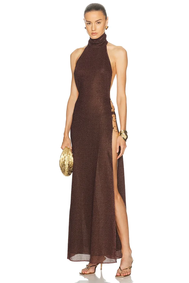 Oseree Lumiere Ring Turtleneck Dress in Brown from FWRD, photo 1 of 1