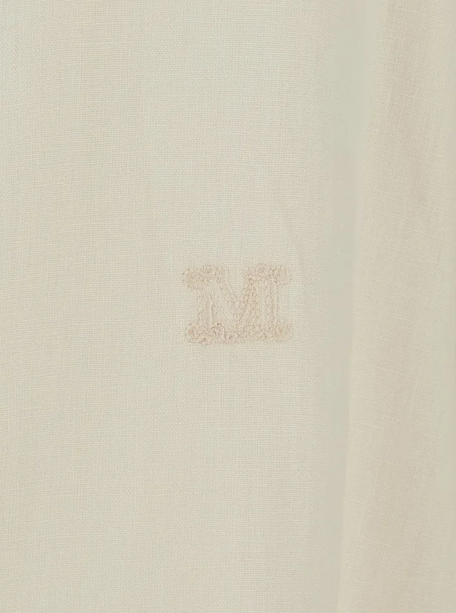 MAX MARA Beige Long-Sleeved Shirt with Classic Collar in Linen for Women in Beige 100% Linen, photo 6 of 6 from Gaudenzi Boutique