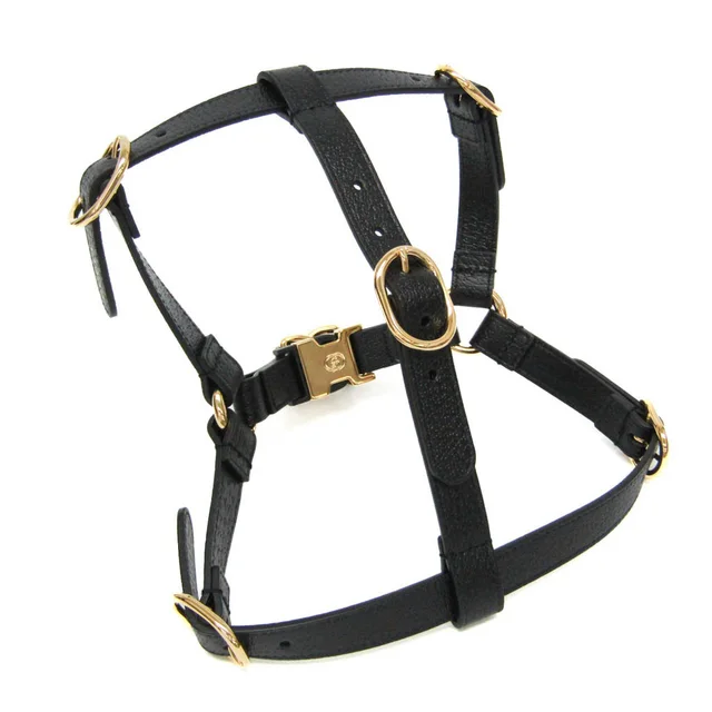 Gucci Interlocking G Pet Harness Size M 692963 Dog Harness Leather Black in Black Leather from Elady