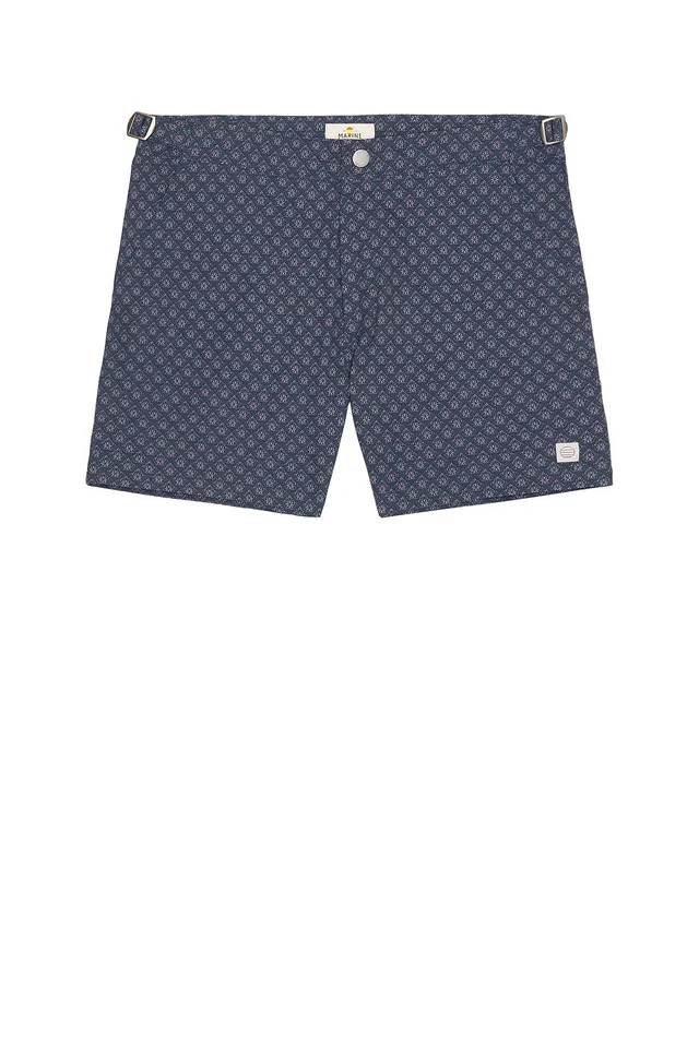 Marine Layer Tailored 5" Swim Trunk in Mood Indigo Diamond Prin, photo 4 of 5 from REVOLVE (Canada)