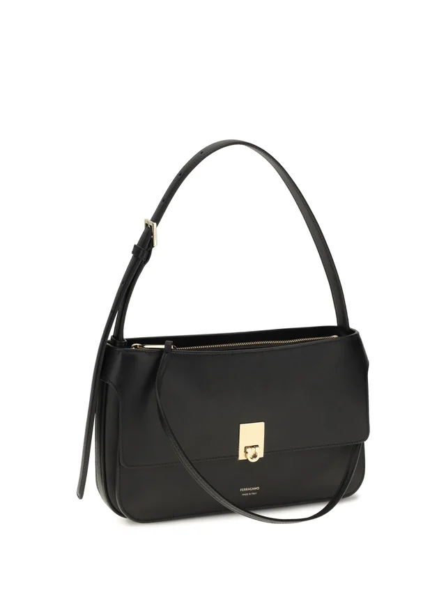 Ferragamo Mini Cara Shoulder Bag — Black Calf Leather Bos Taurus in Black Calfskin from HEWI, photo 2 of 2