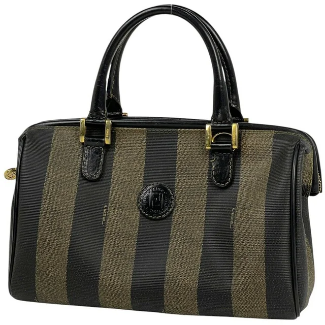 Fendi Pequin Handbag Boston Canvas Brown Black in black|brown|red Canvas from Poshmark, photo 1 of 1