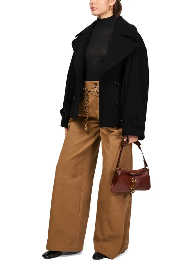 CHLOE Double breasted coat in Black Outer: 80% wool, 20% polyamide, main lining: 62% viscose, 38% cotton, button: 100% horn Asian water buffalo leather, photo 6 of 6 from 24S (Canada)