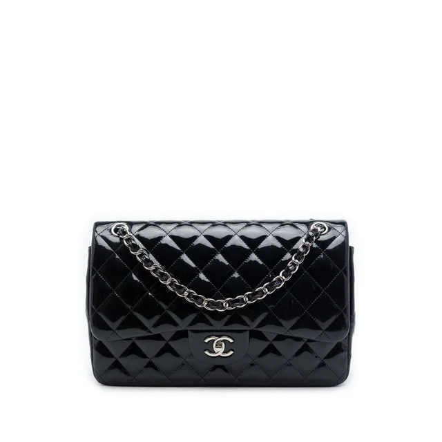 Black Chanel Jumbo Classic Patent Double Flap Shoulder Bag in Black Patent leather from Designer Revival, photo 1 of 1