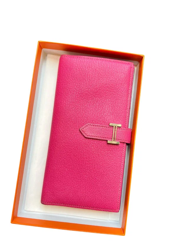 Hermès Bearn Wallet Rose Shocking Chevre PHW in Pink Goatskin from Luxury Promise