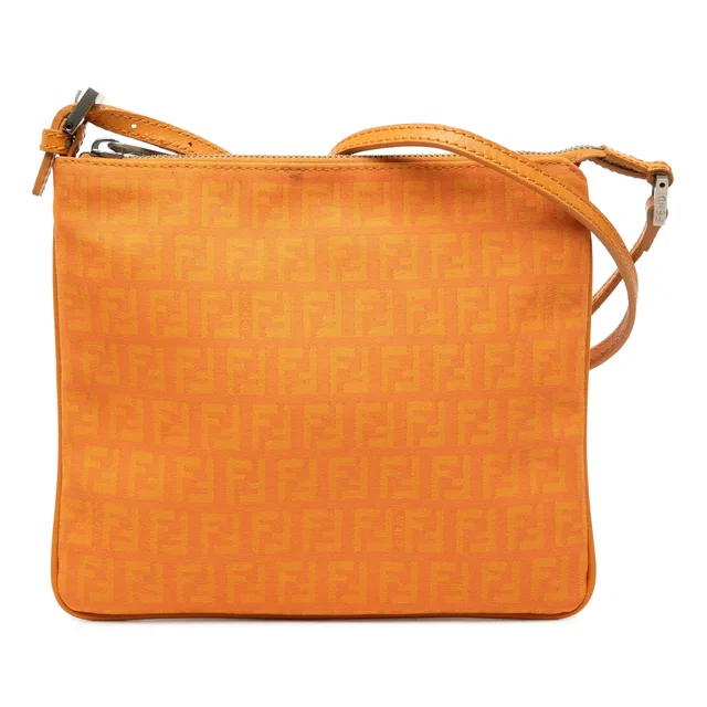 Orange Fendi Zucchino Canvas Crossbody in Orange Canvas from Designer Revival