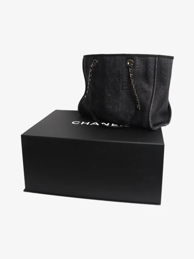 Chanel 2019 Black Deauville tote bag in Black Canvas from Sign of the Times, photo 9 of 9