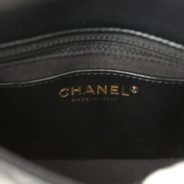 Chanel Heart Charms Mini Square Flap Bag Black Lambskin Enamel Light Gold Hardware in Black Lambskin from Madison Avenue Couture, photo 11 of 12