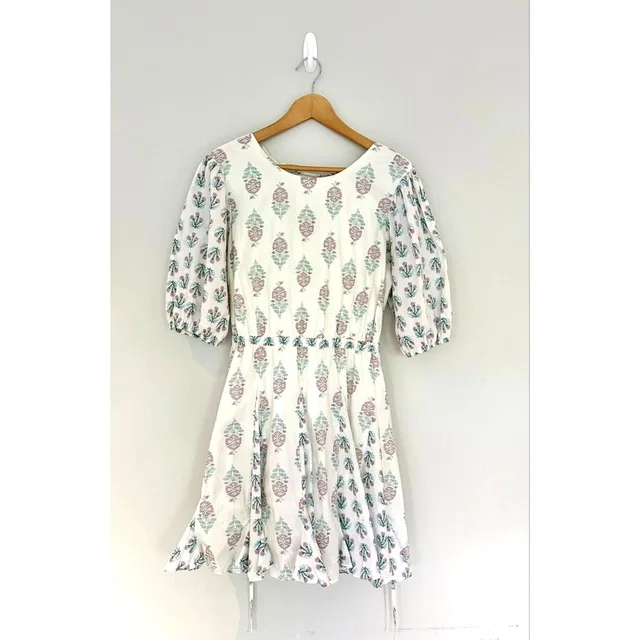 Christian Lacroix Vintage Cotton Dress Size L Lace Up Back Euc in green|white from Poshmark