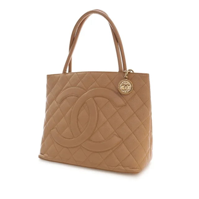 Beige Chanel Caviar Medallion Tote in Beige Caviar leather from Designer Revival, photo 2 of 15