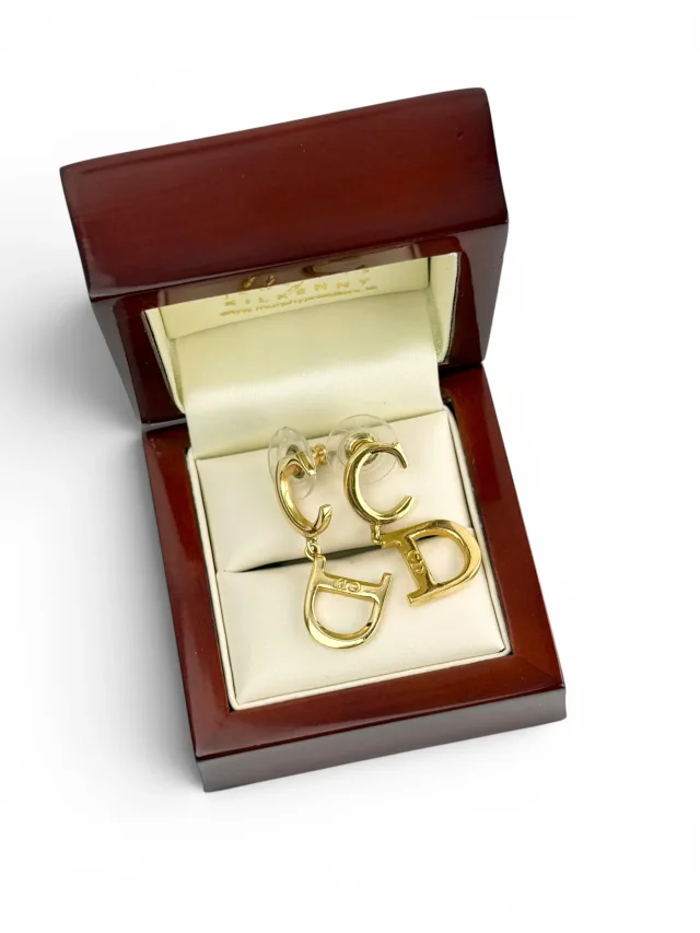 Dior Gold Tone CD Drop Earrings in Gold from Season 2 Consign, photo 3 of 3