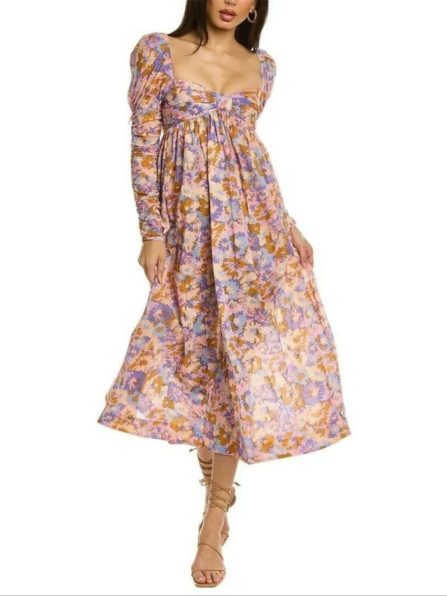 Zimmermann The Violet Twist Front Dress In Purple Multi Floral in brown|pink|red from Poshmark