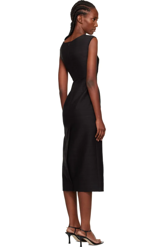 GIA STUDIOS Black Sabrina Midi Dress, photo 3 of 4 from SSENSE