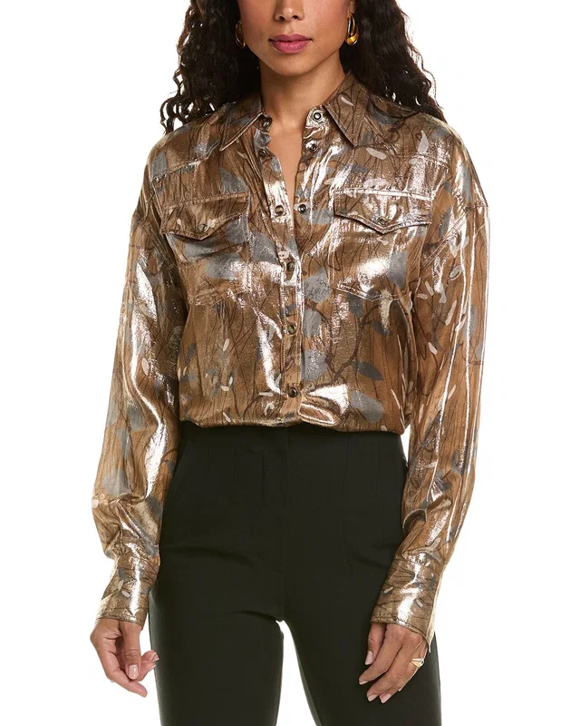 Brunello Cucinelli Shimmering Silk-Blend Shirt, image 1 of 1 from Rue La La