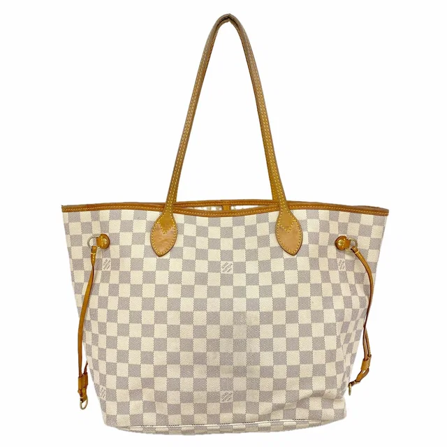 Louis Vuitton Tote Bag Damier Azur Neverfull MM White in White from The Reluxe