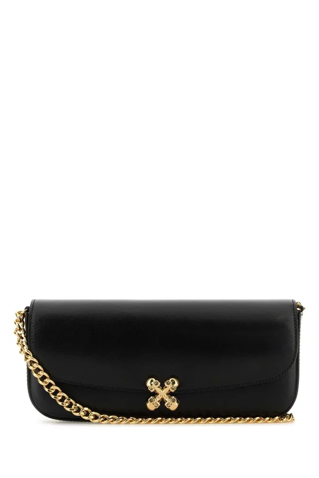 Alexander McQueen Flower Crossbody Bag — Black Skull in Black Leather from HEWI