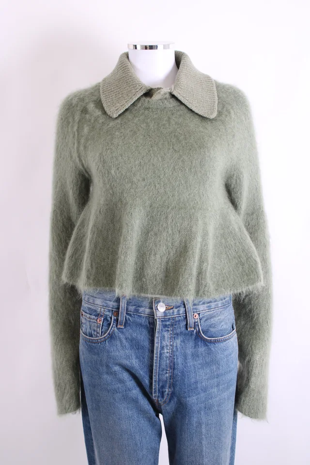 Loewe Polo Peplum Jumper Khaki S in Green from Luxury Promise