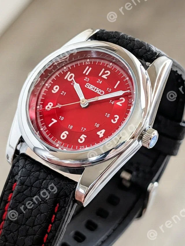 37mm Seiko Men’s Red Dial Mod Dress Watch Smooth Sweep Second in black|red from Poshmark