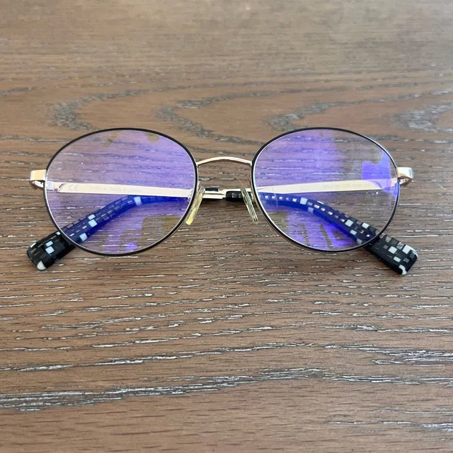 Furla Gold Metal Glasses With Black Patterned Temples Prescription Unknown in blue|gold from Poshmark