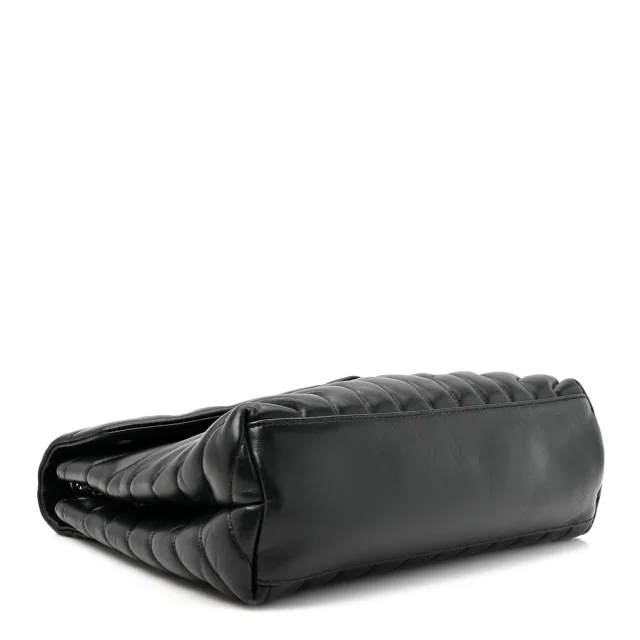 Saint Laurent Grain de Poudre Calfskin Y Quilted Monogram Medium Loulou Chain Satchel Black in Black Calfskin from FASHIONPHILE, photo 4 of 16