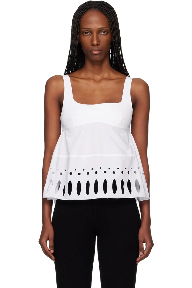 White Square Neck Tank Top, image 1 of 1 from SSENSE