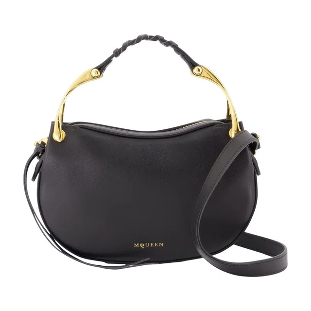 Alexander McQueen Wishbone Mini Crossbody Bag — Black Calfskin in Black Calfskin from HEWI