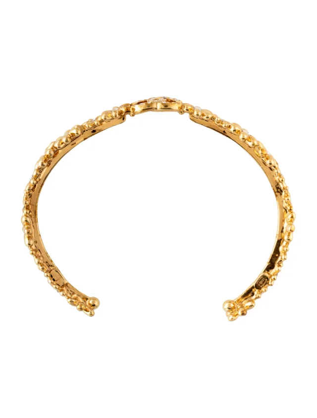 Chanel 2023 Strass Flower CC Cuff Bracelet, 6.75" from The RealReal, photo 3 of 3