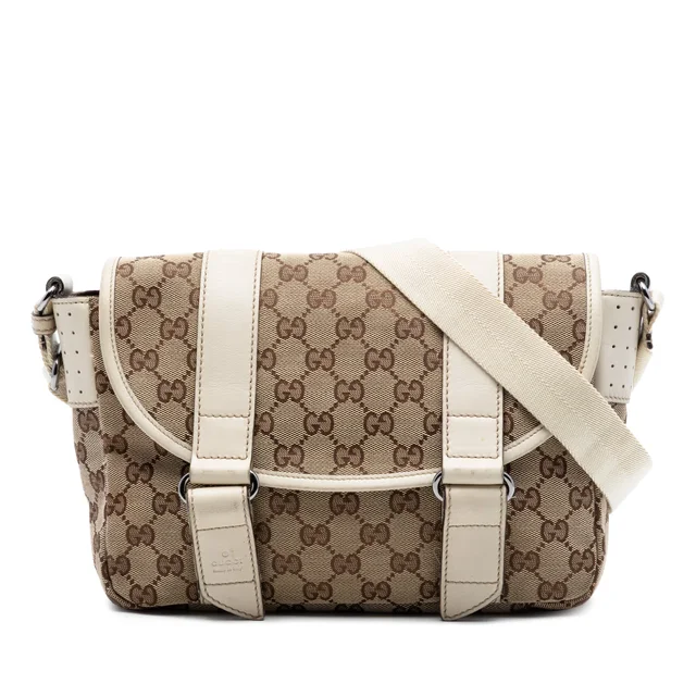 White Gucci GG Canvas Crossbody in White Canvas from Designer Revival
