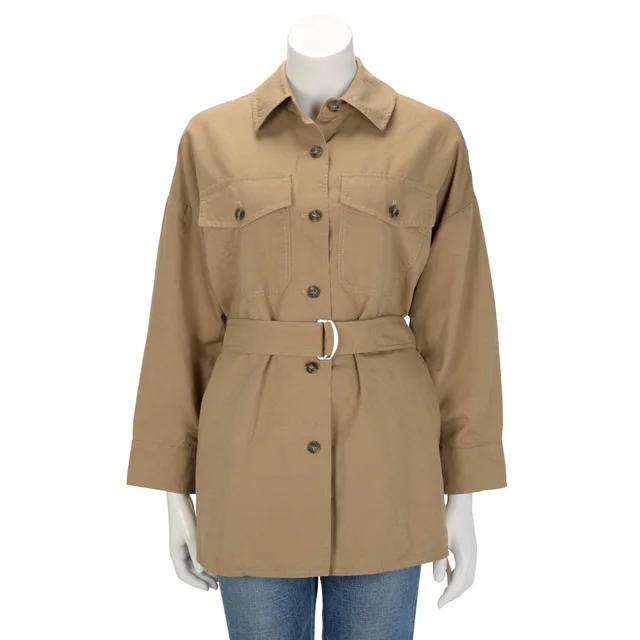 W/E Max Mara Beige Cotton & Linen Vicario Belted Jacket IT 36 in Beige from Blue Spinach