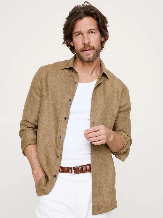 Banana Republic Slim-Fit Linen Shirt in Beige from Banana Republic (Canada), photo 1 of 1