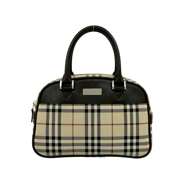 Burberry Leather Canvas Boston Bag in Brown Canvas from LuxUness