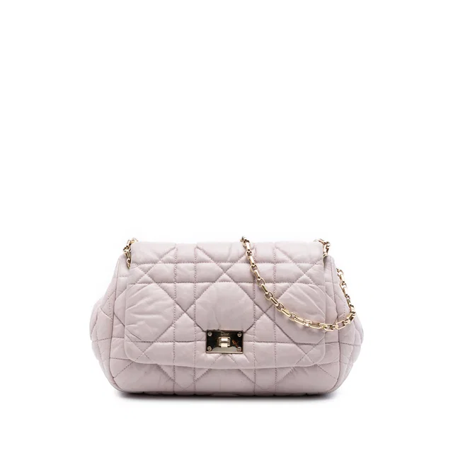 Pink Dior Lambskin Cannage Milly La Foret Shoulder Bag in Pink Lambskin from Designer Revival