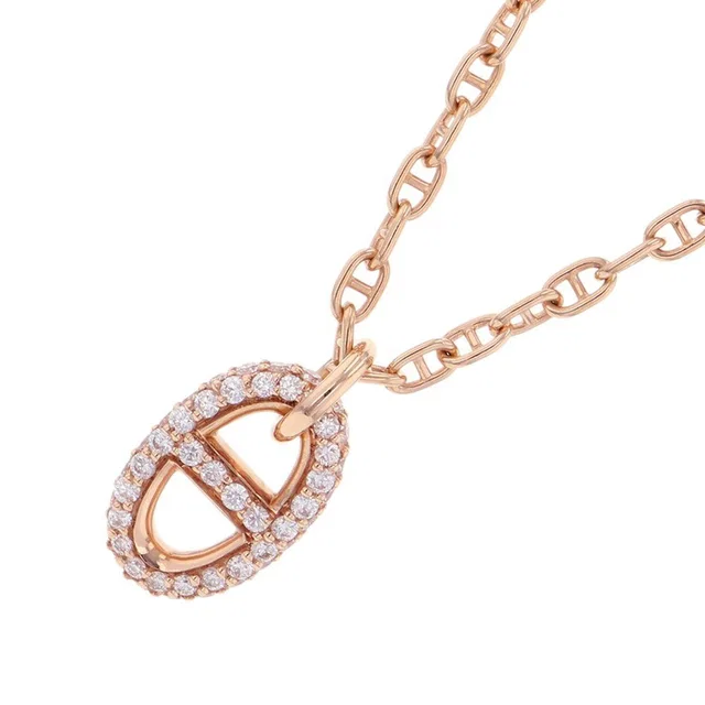 Hermès Necklace Chaine D'ancre Farandole PM Diamond Total 18k Pink Gold ST in Pink from The Reluxe