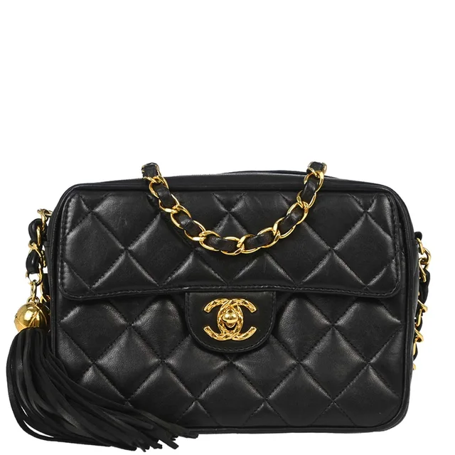 Chanel 1991-1994 Black Lambskin Camera Bag Mini in Black Lambskin from AMORE Vintage Tokyo