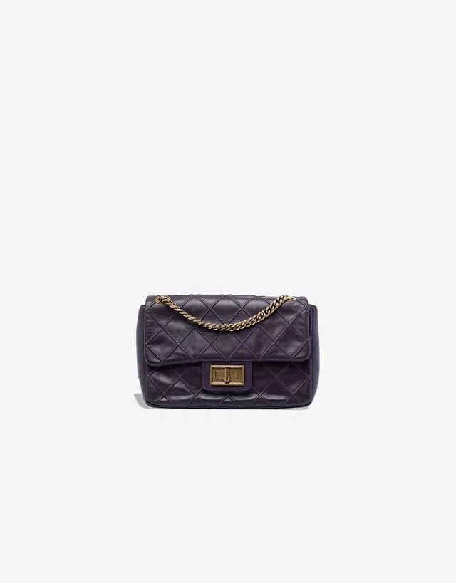 Chanel 2.55 Reissue 224 Calf Dark Purple in Violet Calfskin from SACLÀB