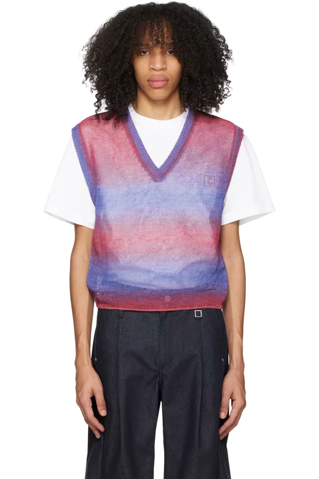 Pink & Purple Gradient Stripe Vest, image 1 of 1 from SSENSE
