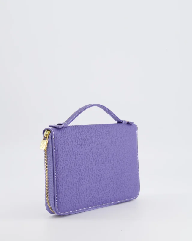 Loro Piana Purple Leather Top Handle Wallet with Gold LP Logo Zipper Detail in Purple Leather from Sellier, photo 6 of 18