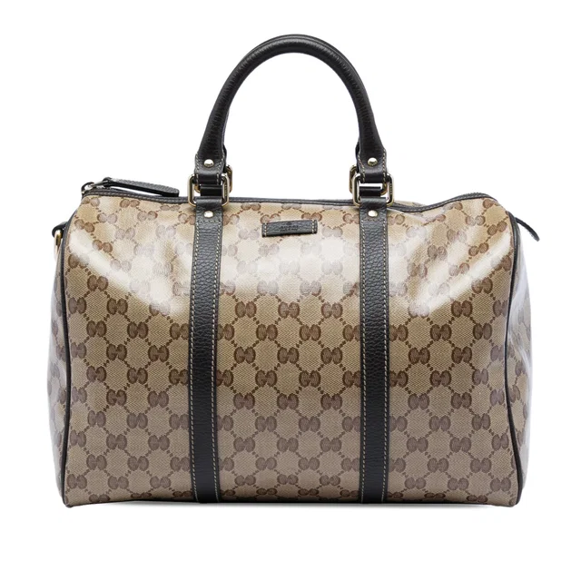 Beige Gucci Medium GG Crystal Joy Boston Bag in Beige Coated canvas from Designer Revival