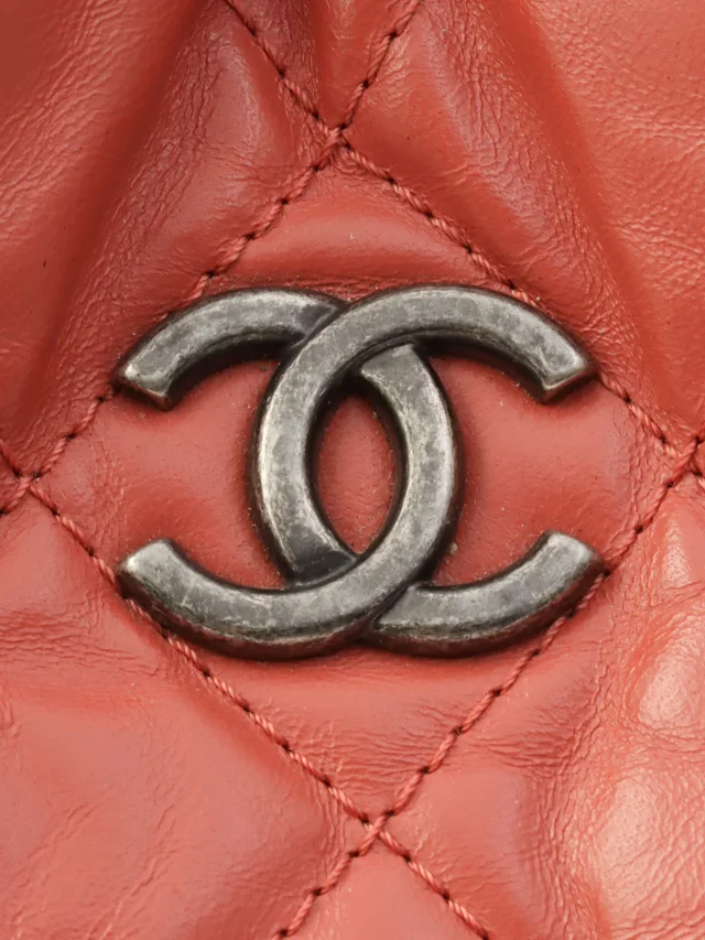 Chanel 2018 Production CC Mark Plate Chain Backpack Pink/Bordeaux in Burgundy Leather from VINTAGE QOO TOKYO, photo 8 of 23