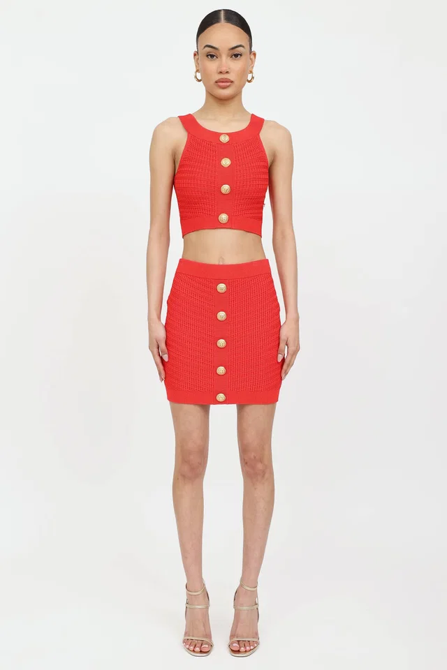 Balmain Knit Button Skirt from VSP Consignment