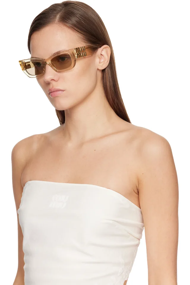 Miu Miu Eyewear Yellow Miu Glimpse Sunglasses, photo 4 of 4 from SSENSE