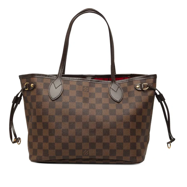 Brown Louis Vuitton Damier Ebene Neverfull PM Tote Bag in Brown Canvas from Designer Revival
